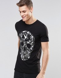 Облегающая рубашка с геометрическим принтом черепа ASOS - Черный