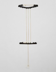 Ожерелье в восточном стиле ограниченной серии с кружевом - Золотой Asos