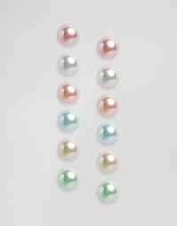 Limited Edition Pack of 12 Faux Pearl Stud Earrings - Мульти Asos