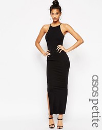 Платье макси в стиле 90-х с высокой горловиной ASOS PETITE - Черный