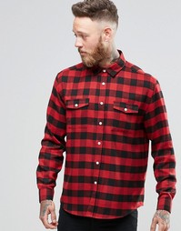 Свободная бордовая рубашка в клетку с двумя карманами ASOS - Burgundy