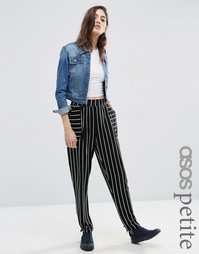 Брюки-галифе в черную полоску ASOS PETITE - Черно-белый