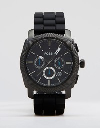 Черные часы с силиконовым ремешком Fossil Machine FS4487 - Черный