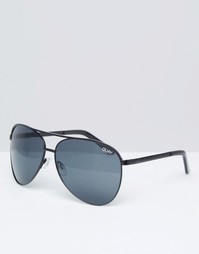 Черные солнцезащитные очки-авиаторы в металлической оправе Quay Austra