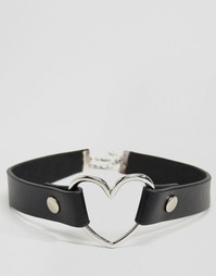 Ожерелье-чокер в стиле 90‑х с сердцем ASOS - Черный