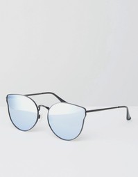 Черные солнцезащитные очки кошачий глаз с плоскими зеркальными стеклам Quay Australia
