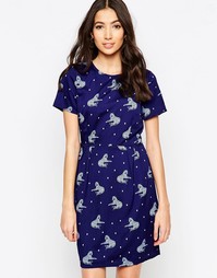 Платье с леопардами Sugarhill Boutique Betsy - Темно-синий