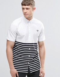 Fred Perry Shirt In Slim Fit With Half Stripe Short Sleeves - Белый
