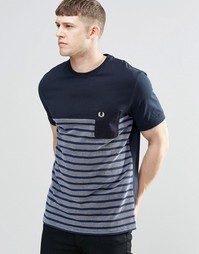 Футболка с полосками и карманом Fred Perry - Кобальтовый