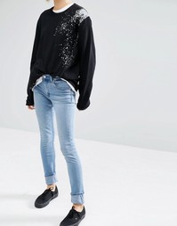 Узкие джинсы Cheap Monday - Стираный синий деним