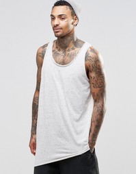 ASOS Neppy Jersey Vest With Asymmetric Hem And Raw Edge - Белый