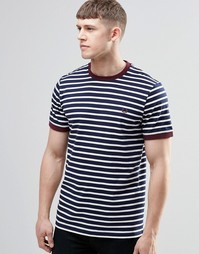 Темно-синяя футболка в бретонскую полоску Fred Perry