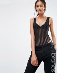 Сетчатое боди с глубоким вырезом сзади Missguided Tall - Черный