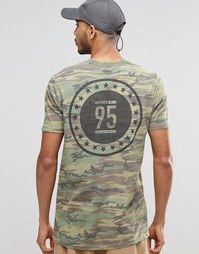 Длинная футболка с принтом ASOS - Зеленый
