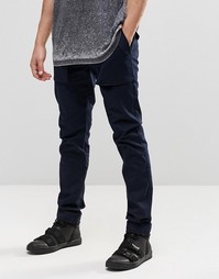 Темно-синие суперзауженные брюки с карманами-карго на пуговицах ASOS