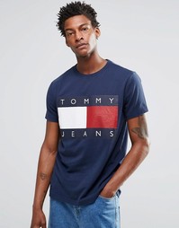 Темно-синяя футболка с логотипом-флажком Hilfiger Denim - Бушлат