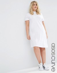 Платье-футболка с высокой горловиной ASOS CURVE - Белый