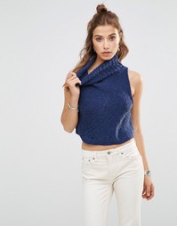 Майка с высокой горловиной Free People Little White Lies - Морской