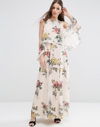 Платье макси с цветочным принтом и открытыми плечами ASOS - Мульти