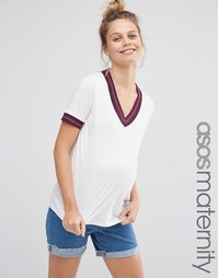 Oversize-футболка для беременных с контрастной отделкой ASOS Maternity