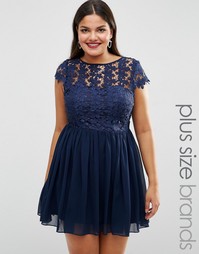 Короткое приталенное платье с топом кроше Club L - Темно-синий