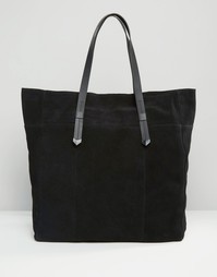 Замшевая сумка-шоппер Pieces - Черный