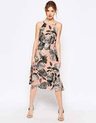 Платье с завязкой на шее и принтом Uttam Boutique - Телесный