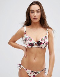Бикини-топ с глубоким вырезом и цветочным принтом ASOS FULLER BUST DD-