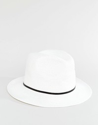 Соломенная шляпа с черной тесьмой Catarzi - Белый
