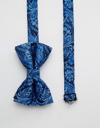 Темно-синий жаккардовый галстук‑бабочка с принтом пейсли ASOS