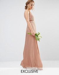 Плиссированное платье макси с высокой горловиной TFNC WEDDING