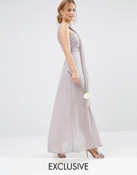 Платье макси на одно плечо TFNC WEDDING - Опаловый серый