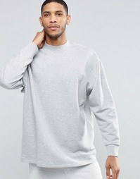 Длинный oversize‑свитшот с вырезами на рукавах ASOS - Серый меланж