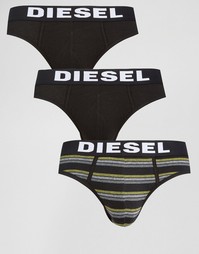 3 пары эластичных хлопковых трусов Diesel - Черный