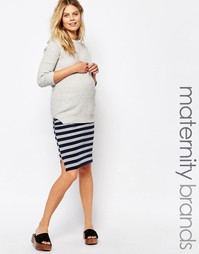 Трикотажная юбка в полоску для беременных Mamalicious - Мульти Mama.Licious