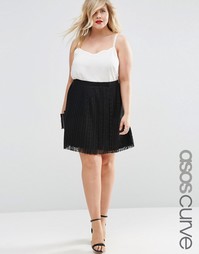 Плиссированная кружевная юбка мини ASOS CURVE - Черный