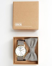 Набор из часов и галстука-бабочки серого цвета ASOS - Серый