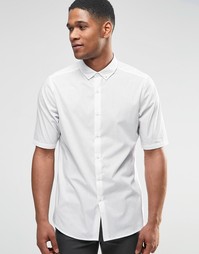 ASOS Perforated Shirt In White With Button Down Collar In Regular Fit