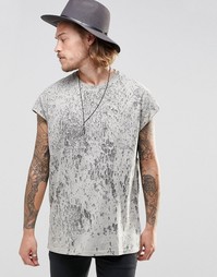 Серая выбеленная оversize-футболка без рукавов ASOS - Серый