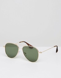 Солнцезащитные очки-авиаторы с плоскими стеклами ASOS - Золотой