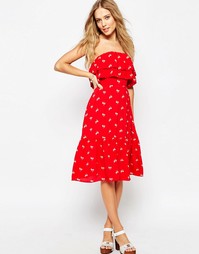 Сарафан бандо с принтом и оборками ASOS - Мульти