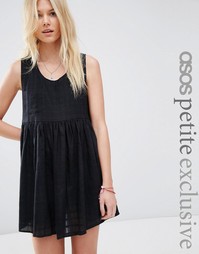 ASOS PETITE Smock Dress in Natural Fibre - Синий