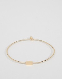 Тонкий браслет с прямоугольником ASOS - Brushed gold