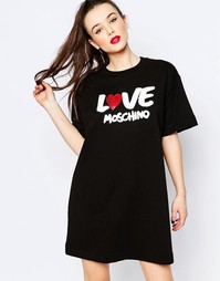 Черное трикотажное платье в стиле oversize от Love Moschino - Черный