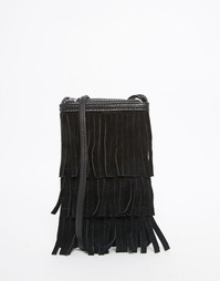 Замшевая сумка-кошелек с бахромой ASOS - Черный
