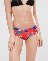 Плавки бикини с цветочным принтом и присборенными боками Seafolly