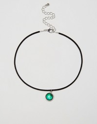 Ожерелье-чокер на шнурке с меняющим цвет камнем ASOS - Черный