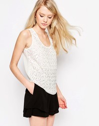Майка с декоративной отделкой Glamorous - Cream geo beaded