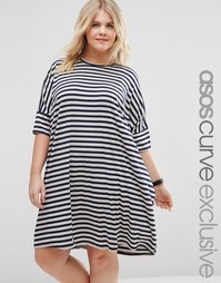 Полосатое платье-футболка кроя оversize ASOS CURVE - Мульти