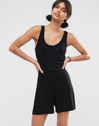 Домашний комбинезон на пуговицах ASOS - Черный